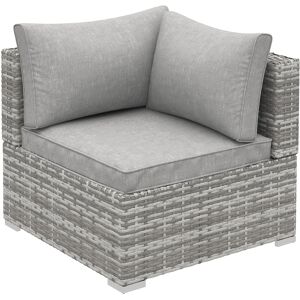 Outsunny PE Rattan Wicker Corner Sofa Garden Furniture Single Sofa Chair w/ Cushions, Grey