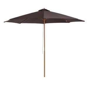 Outsunny Bamboo Wooden Patio Umbrella, 3m Garden Parasol with 8 Ribs, Outdoor Sunshade Canopy, Coffee