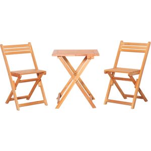 Outsunny 3 Piece Garden Bistro Set, Folding Outdoor Chairs and Table Set, Wooden Patio Dining Furniture for Poolside, Balcony, Teak