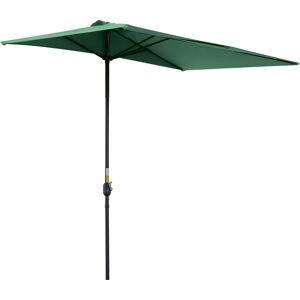 Outsunny Balcony Half Parasol, Semi-Circular Sunshade with Crank Handle, 2.3m, Green (Base Not Included)