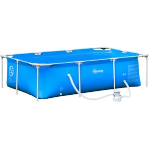 Outsunny Steel Frame Pool with Filter Pump and Filter Cartridge Rust Resistant Above Ground Pool with Reinforced Sidewalls, 252 x 152 x 65cm, Blue