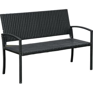 Outsunny Rattan Chair 2-Seater Loveseat-Black