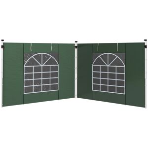 Outsunny Gazebo Side Panels, 2 Pack Sides Replacement, for 3x3(m) or 3x6m Pop Up Gazebo, with Windows and Doors, Green