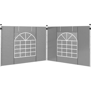 Outsunny Gazebo Side Panels, 2 Pack Sides Replacement, for 3x3(m) or 3x6m Pop Up Gazebo, with Windows and Doors, Light Grey