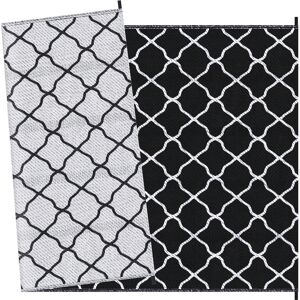 Outsunny Reversible Plastic Straw Outdoor Rug with Carry Bag & Ground Stakes, Ideal for Garden, RV, Picnic, Beach, Camping, 182x274cm, Black/White