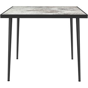 Outsunny Square Outdoor Dining Table, Grey, 4-Seater Garden Table with Marble Effect Tempered Glass Top and Steel Frame