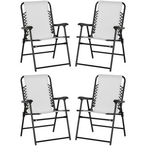 Outsunny  Pieces Patio Folding Chair Set, Outdoor Portable Loungers for Camping Pool Beach Deck, Lawn Chairs with Armrest Steel Frame, Cream White