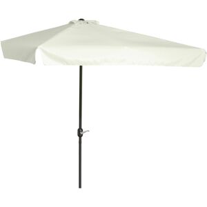 Outsunny Half Parasol, 2.3m Semi-Round Patio Umbrella with Crank Handle for Balcony, Cream White