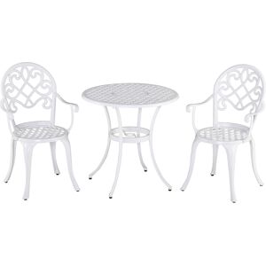 Outsunny 3PCs Garden Table Set Bistro Set Round Table and 2 Chairs for Outdoor Indoor Patio Balcony Aluminium