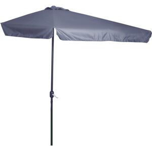 Outsunny 2.3m Half Parasol Semi Round Umbrella Patio Metal Frame Crank Handle for Balcony-- NO BASE INCLUDED, Grey