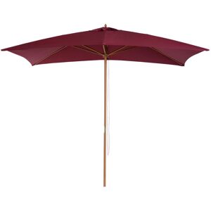 Outsunny Wooden Garden Parasol, 3m x 2m Sun Shade Patio Umbrella, Outdoor Canopy, Wine Red