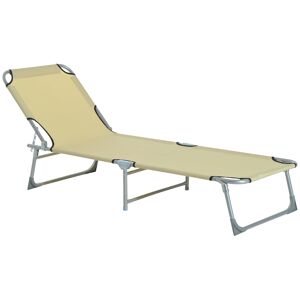 Outsunny Portable Sun Lounger, Adjustable, Oxford Cloth Fabric, Foldable for Easy Storage, Beige