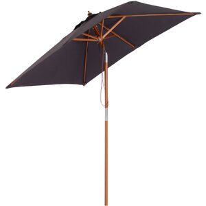 Outsunny 2m x 1.5m Tilt Mechanism Bamboo Wooden Frame Parasol Deep Grey