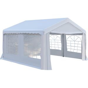 Outsunny Portable Party Tent 4m x 4m Carport Shelter with Removable Sidewalls, Double Doors, Heavy Duty, White