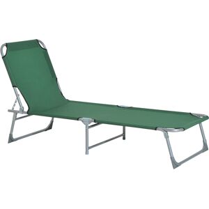 Outsunny Portable Folding Lounger, Durable Oxford Cloth, Adjustable Backrest, Easy Carry, Green