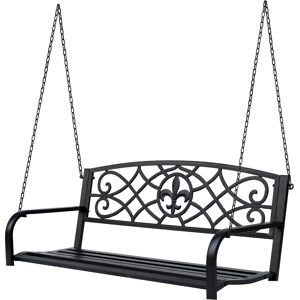 Outsunny Outdoor Porch Swing Seat Bench with Chains for the Yard, Deck, & Backyard, Black