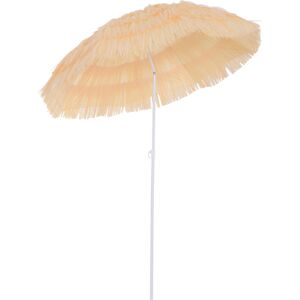 Outsunny Patio Garden Hawaii Beach Sun Umbrella Sunshade Hawaiian Folding Tilting Crank Parasol (Wheat)