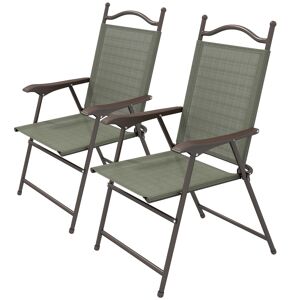 Outsunny Folding Chairs Set for Patio, Camping, Sports, Adults, Armrest, Mesh Fabric Seat, Lawn, Dark Brown