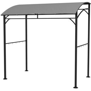 Outsunny 2.2 x 1.5 m BBQ Grill Gazebo Tent, Garden Grill with Metal Frame, Curved Canopy and 10 Hooks, Outdoor Sun Shade, Grey