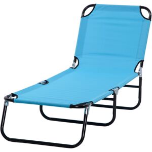 Outsunny Folding Chaise Lounge Pool Chairs, Outdoor Sun Tanning Chairs, Reclining Back, Steel Frame & Breathable Mesh, Sky Blue