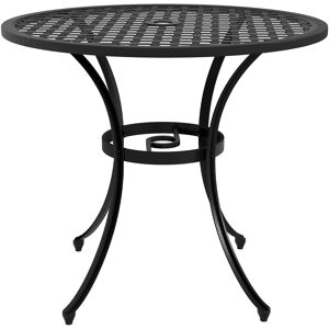 Outsunny Bistro Table, Cast Aluminium with Umbrella Hole, 85cm Round, for Balcony, Poolside, Black