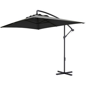 Outsunny 3x2m Cantilever Parasol with Cross Base, Banana Parasol with Crank Handle and 6 Ribs, Rectangular Hanging Patio Umbrella