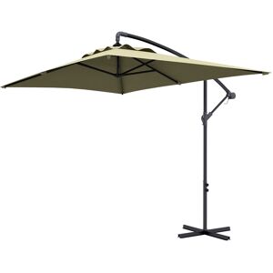 Outsunny Cantilever Parasol with Cross Base, Banana Umbrella with Crank Handle, 6 Ribs, 3x2m, Rectangular, Hanging Patio Shade, Beige