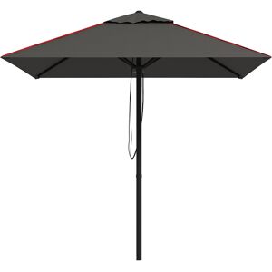 Outsunny Garden Parasol Umbrella with Air Vent, Outdoor Market Table Sunshade Canopy with Decorative Edging, Grey