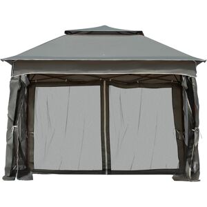 Outsunny 3 x 3(m) Pop Up Gazebo, Double-roof Garden Tent with Netting and Carry Bag, Party Event Shelter for Outdoor Patio, Dark Grey