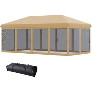 Outsunny 6 x 3(m) Pop Up Gazebo, Outdoor Canopy Shelter, Marquee Party Wedding Tent with 6 Mesh Walls and Carry Bag, Beige