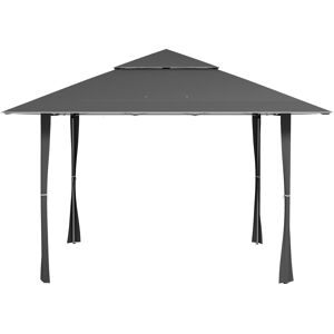 Outsunny Pop-up Gazebo with Double Roof, 4 x 4m, Canopy Tent, UV Proof, Roller Bag, Adjustable Legs, Outdoor Party, Steel Frame, Dark Grey