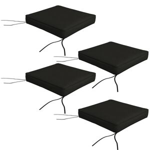 Outsunny Patio Chair Cushion Set, 4-Piece Seat Cushions with Ties, Replacement Pillows for Indoor Outdoor Use, Black