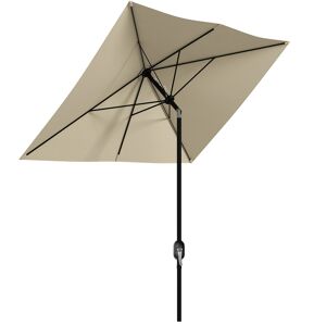 Outsunny Rectangular Garden Parasol 2x3m, Market Umbrella with Crank and Push Button Tilt, 6 Ribs, Aluminium Pole, Cream