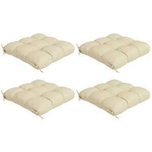 Outsunny Replacement Seat Cushions, 4-Piece Patio Chair Cushion Set with Ties, Indoor Outdoor Use, Beige