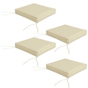 Outsunny 4-Piece Replacement Seat Cushions, Patio Chair Pillow Set with Ties, Indoor/Outdoor Use, Beige