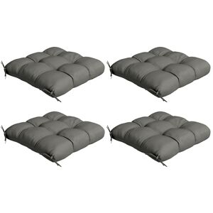Outsunny 4-Piece Seat Cushion Pillows Replacement, Patio Chair Cushions Set with Ties for Indoor Outdoor, Charcoal Grey