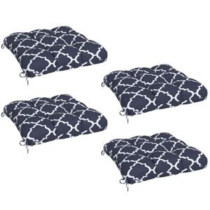 Outsunny Replacement Seat Cushions Set for Patio Chairs, 4-Piece Indoor Outdoor Cushion Pillows with Ties, Blue