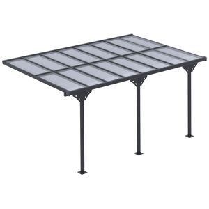 Outsunny Outdoor Patio Wall-mounted 4.35 x 3(m) Gazebo Pergola, Aluminum Post, PC Roof