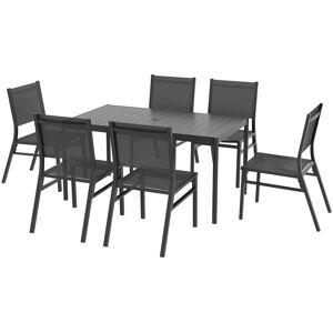 Outsunny Seven-Piece Steel Dining Set, with Aluminium-Top Table