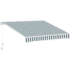 Outsunny 2.5m x 2m Garden Patio Manual Awning Canopy Sun Shade Shelter Retractable with Winding Handle Green White