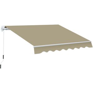 Outsunny 2.5x2 m Manual Retractable Awning-Beige Canopy/White Frame