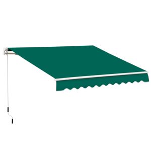 Outsunny 4x2.5m Garden Patio Manual Awning Canopy Sun Shade Shelter Retractable Manual Awning with Fittings and Crank Handle Green