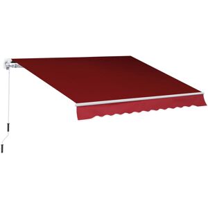 Outsunny Retractable Sun Shade Awning for Patio, Manual, Outdoor Deck Canopy Shelter, 2.5mx2m, Dark Red