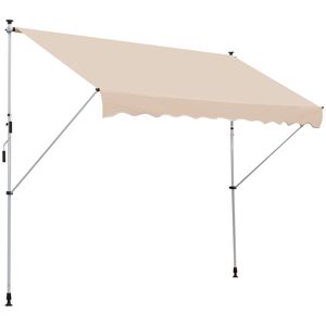 Outsunny 3x1.5m Garden Patio Manual Awning Canopy Sun Shade Shelter Retractable Adjustable Aluminium Frame Beige