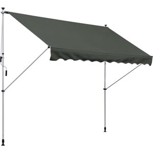 Outsunny Balcony 3 x 1.5m Manual Adjustable Awning DIY Patio Clamp Awning Canopy  Retractable Shade Shelter - Grey