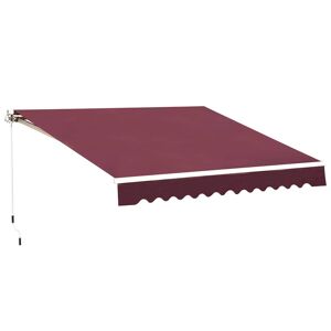 HOMCOM Outsunny Manual Retractable Awning, 3x2.5m Sun Shade Canopy for Garden Patio, UV Protection, Red