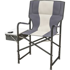 Outsunny Aluminium Folding Director's Chair, Portable Outdoor Chair with Side Table, Cup Holder, Cooler Bag, Grey