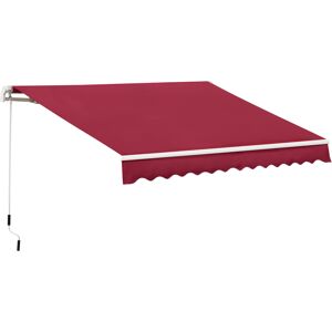 Outsunny 3.5M x 2.5M Garden Patio Manual Awning Canopy Sun Shade Shelter Retractable Winding Handle Wine Red