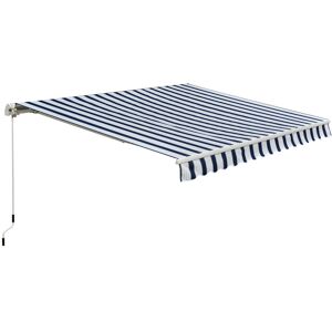 Outsunny Garden Patio Manual Retractable Awning Canopy Sun Shade Shelter, 3m x 2.5m-Blue/White