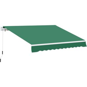 Outsunny Manual Retractable Awning, Garden Patio Sun Shade Shelter, 4m x 3m, Durable, Green